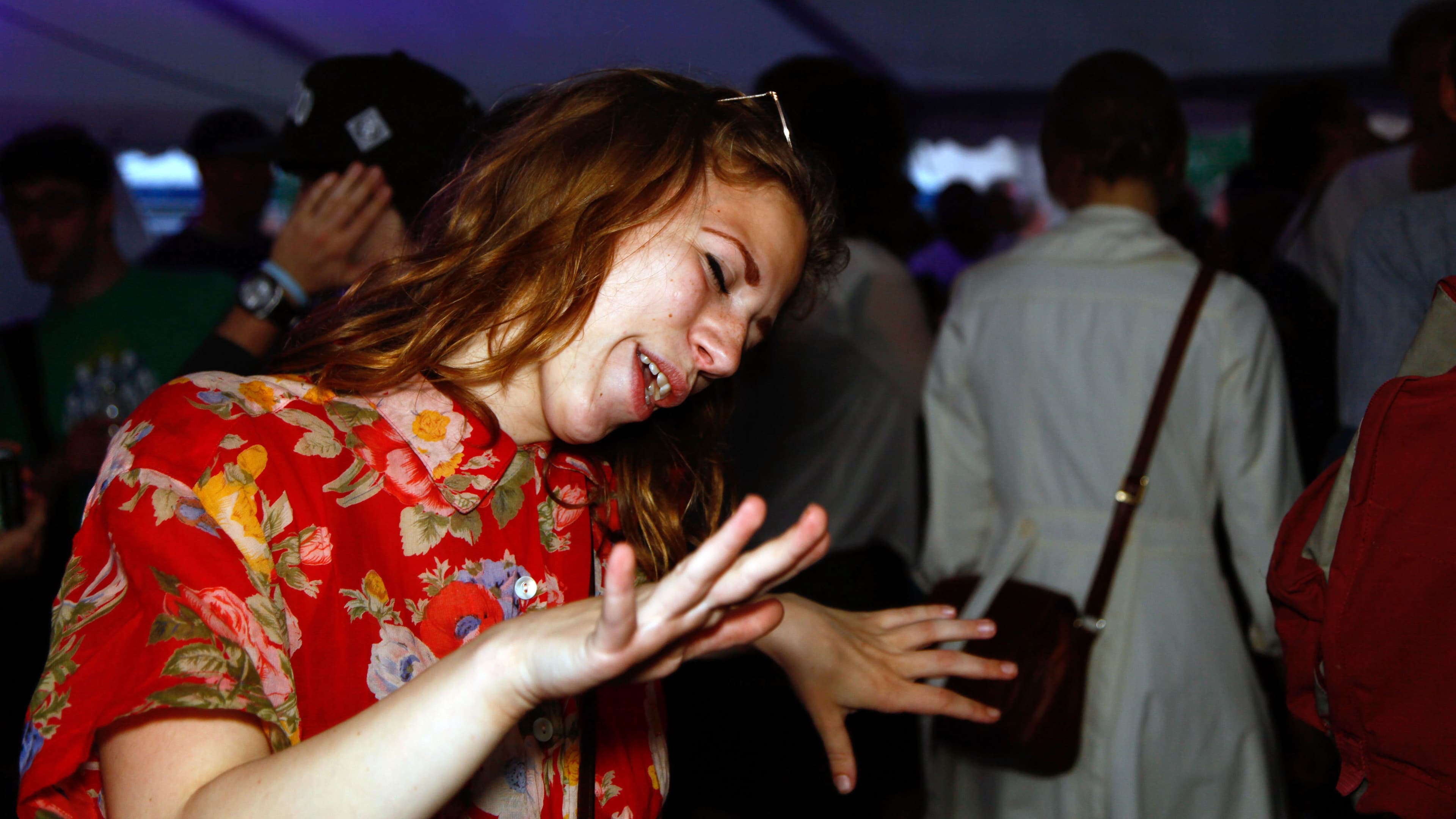 A punter dances at Distortion in Copenhagen, Denmark